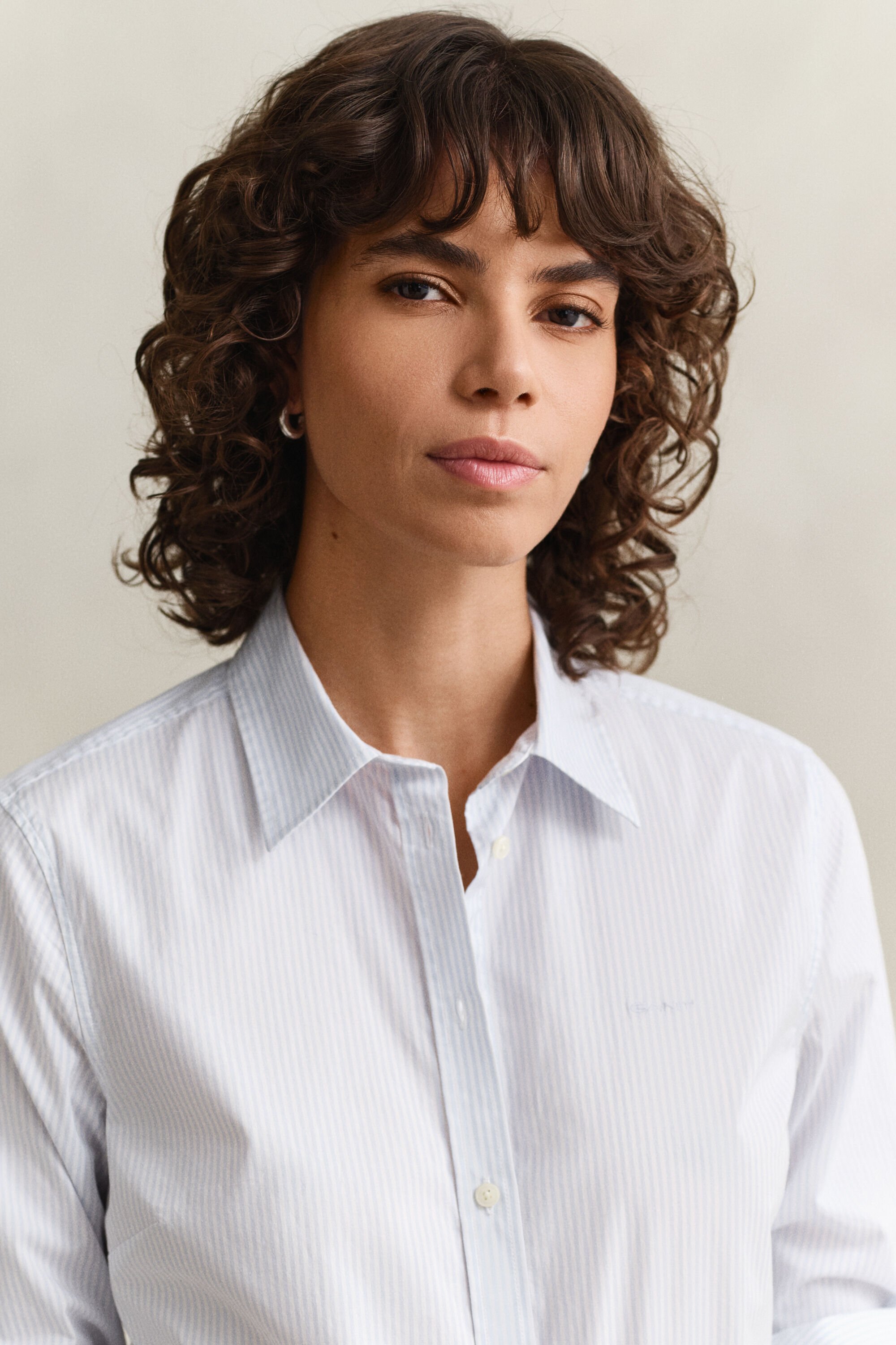 Slim fit randig poplinskjorta