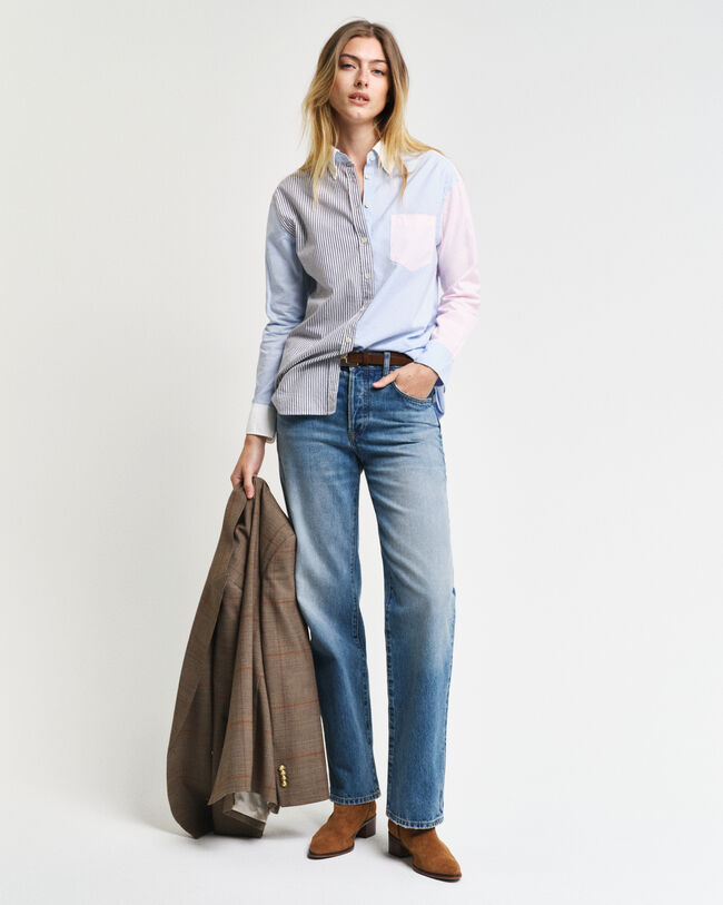 Relaxed fit lapptäcksinspirerad skjorta