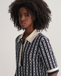 Chain Jacquard pik&eacute;tr&ouml;ja med halvl&aring;ng &auml;rm