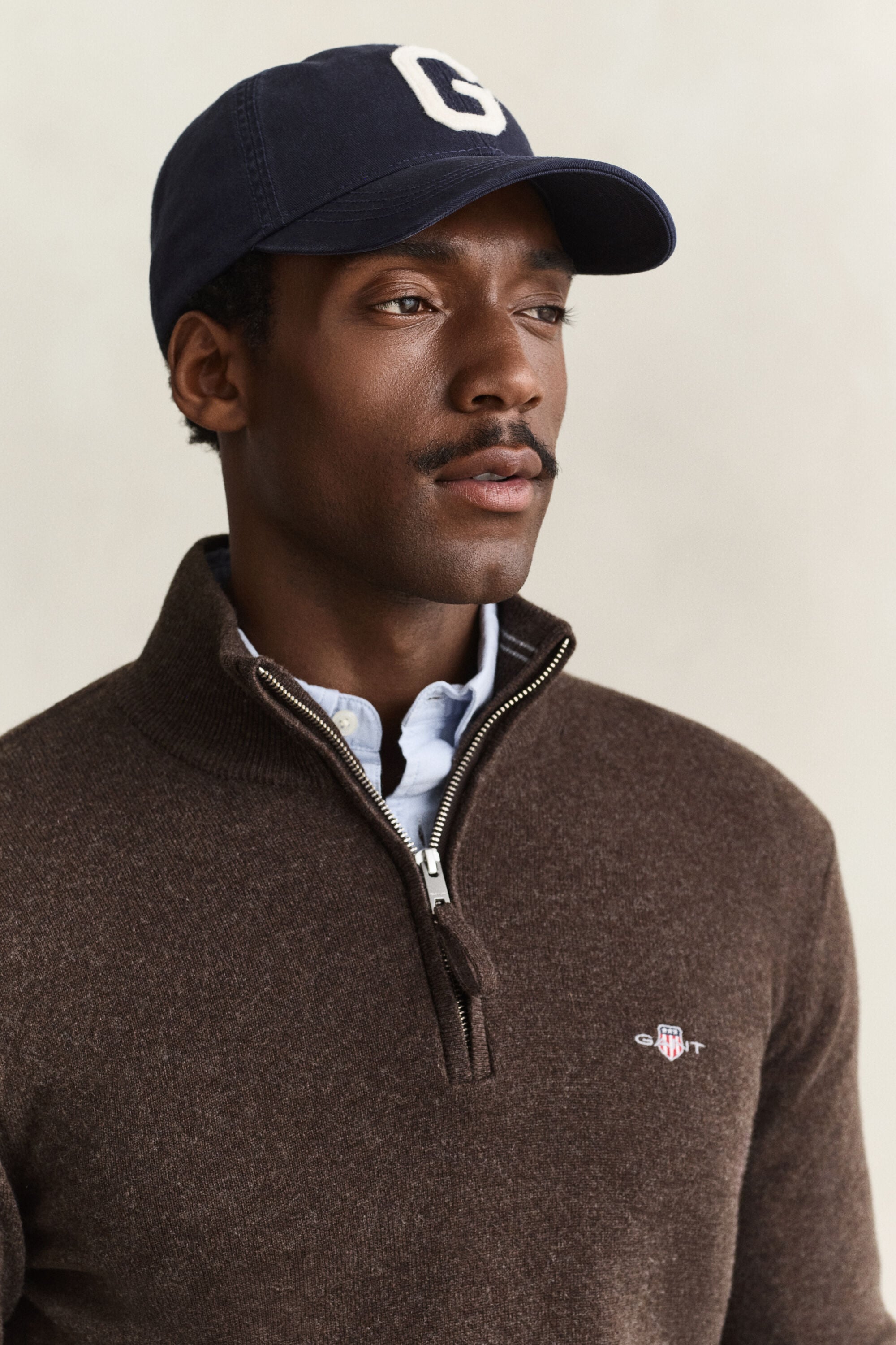 Tröja i lammull med half-zip