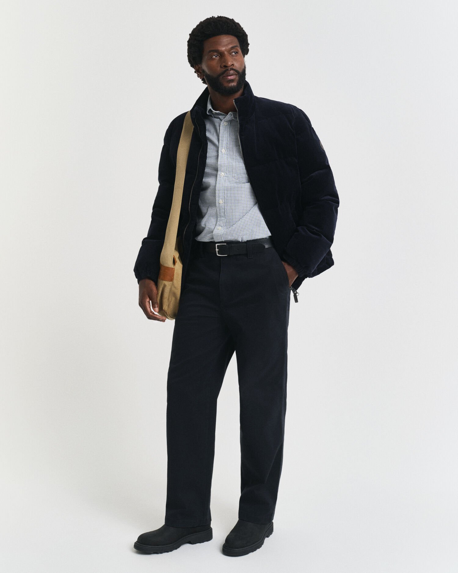 Regular fit klassisk smårutig poplinskjorta