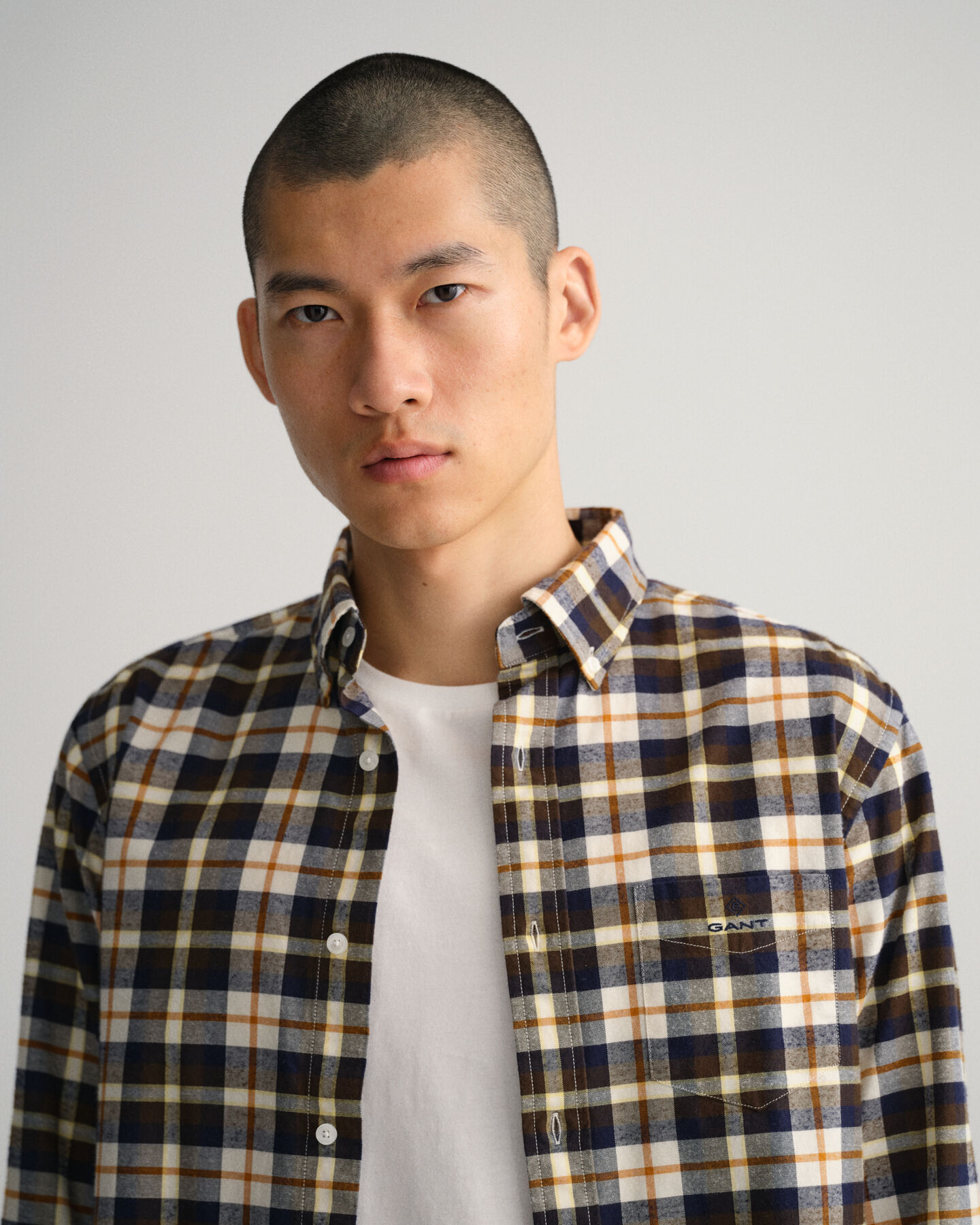 Regular fit skotskrutig skjorta i borstad oxfordbomull