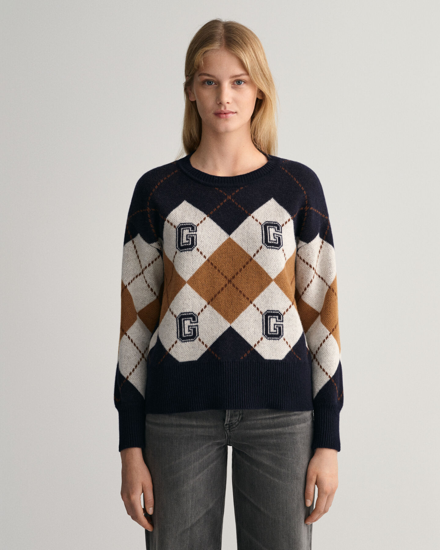 Argyle crew neck tröja