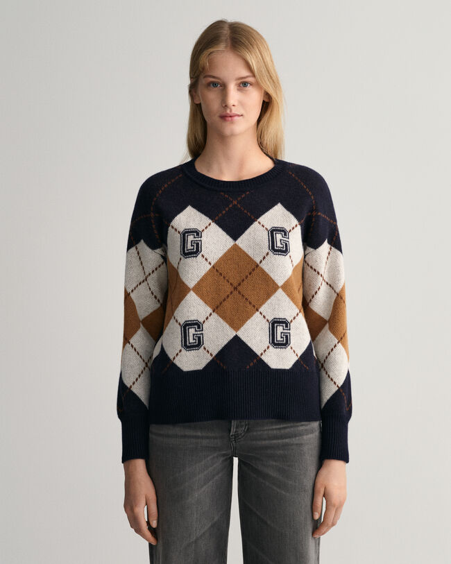 Argyle crew neck tröja
