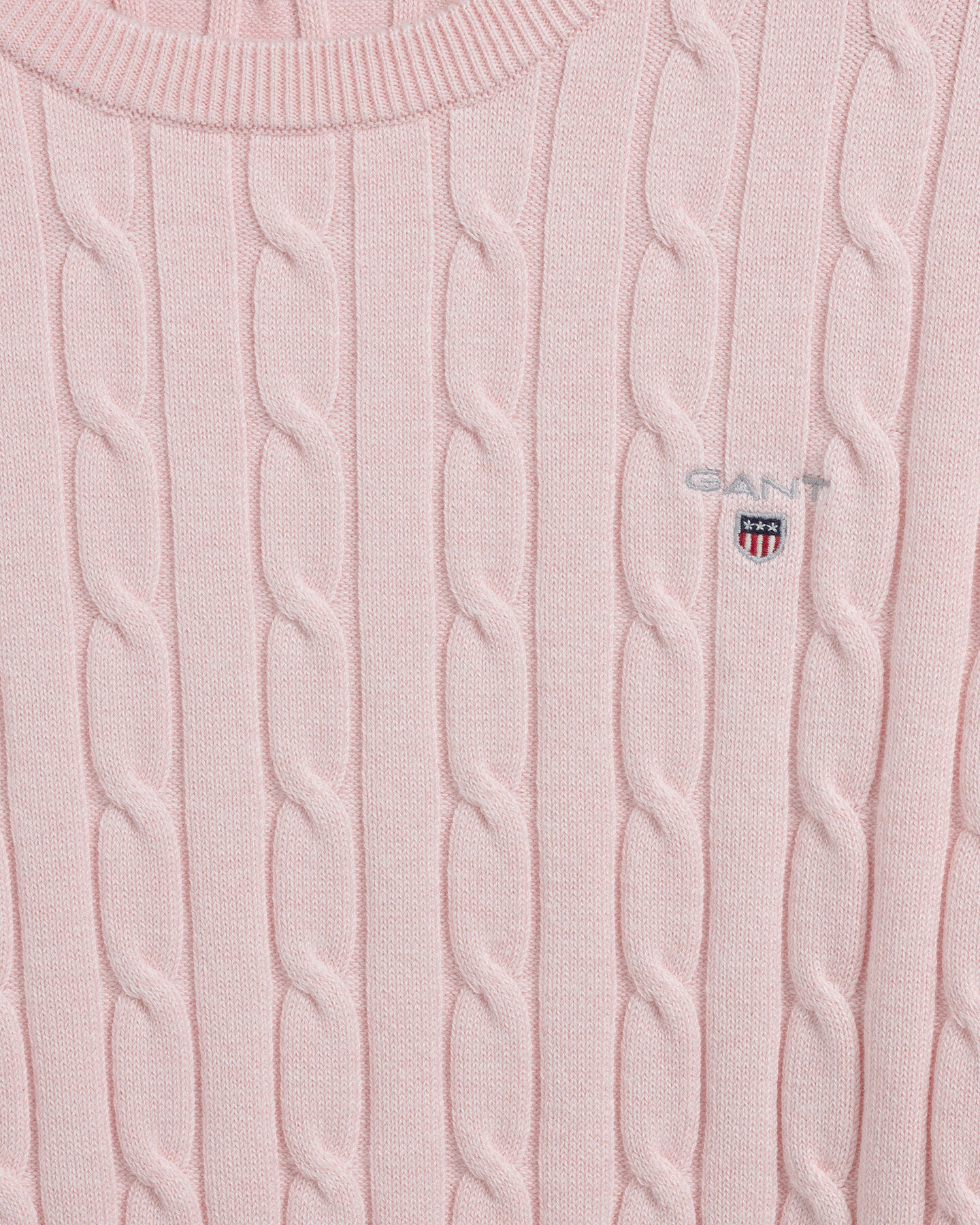 Kabelstickad crew neck bomullstr&ouml;ja med stretch