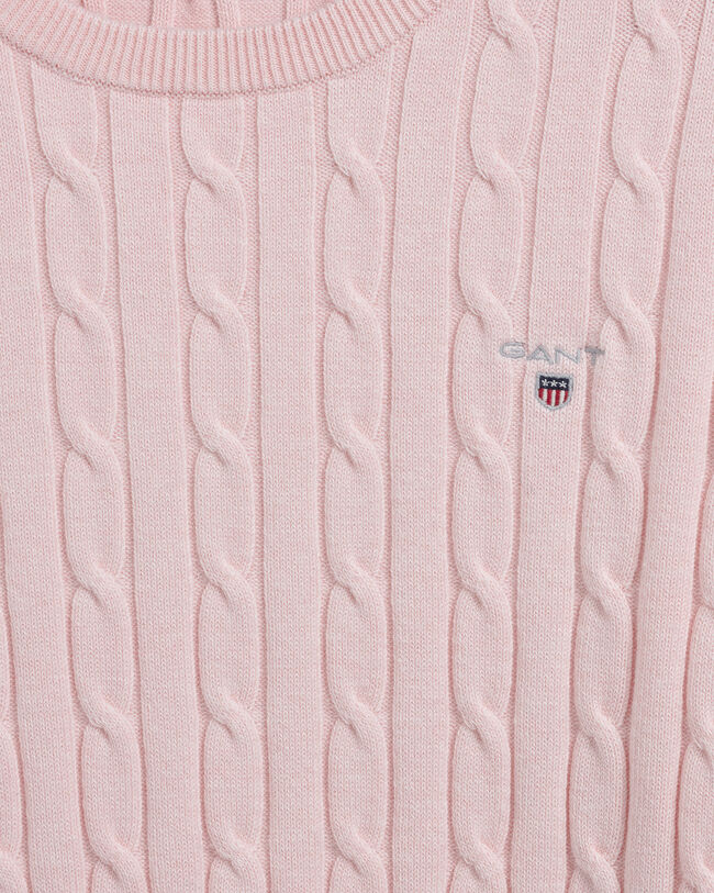 Kabelstickad crew neck bomullstr&ouml;ja med stretch