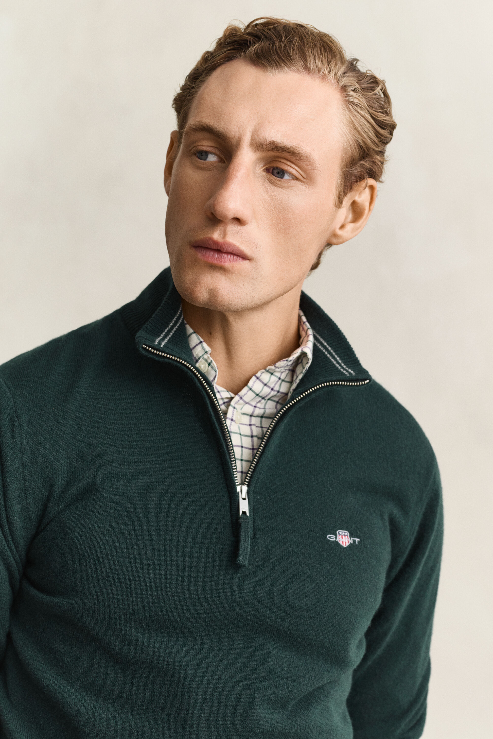 Tröja i lammull med half-zip