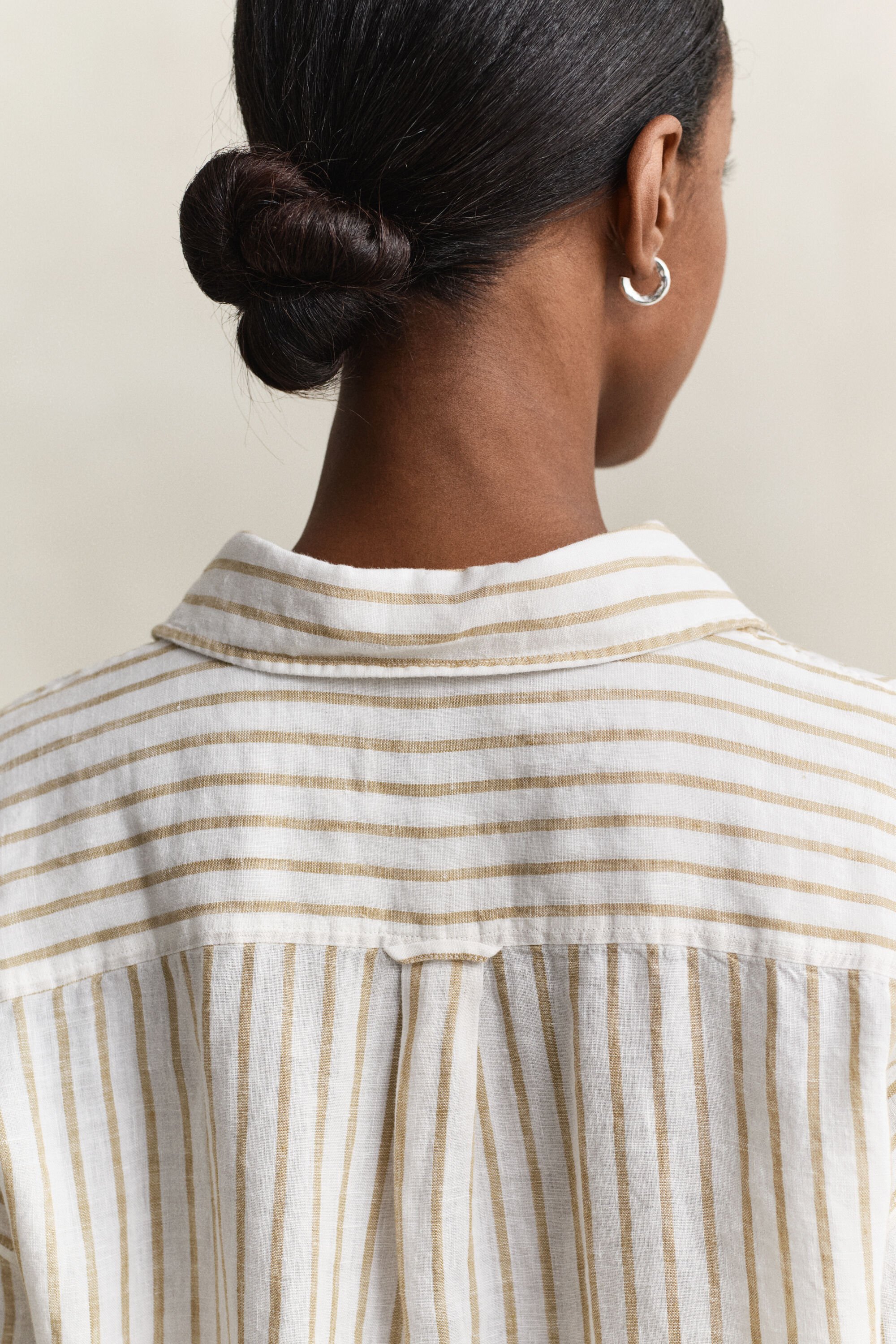 Relaxed fit randig linneskjorta