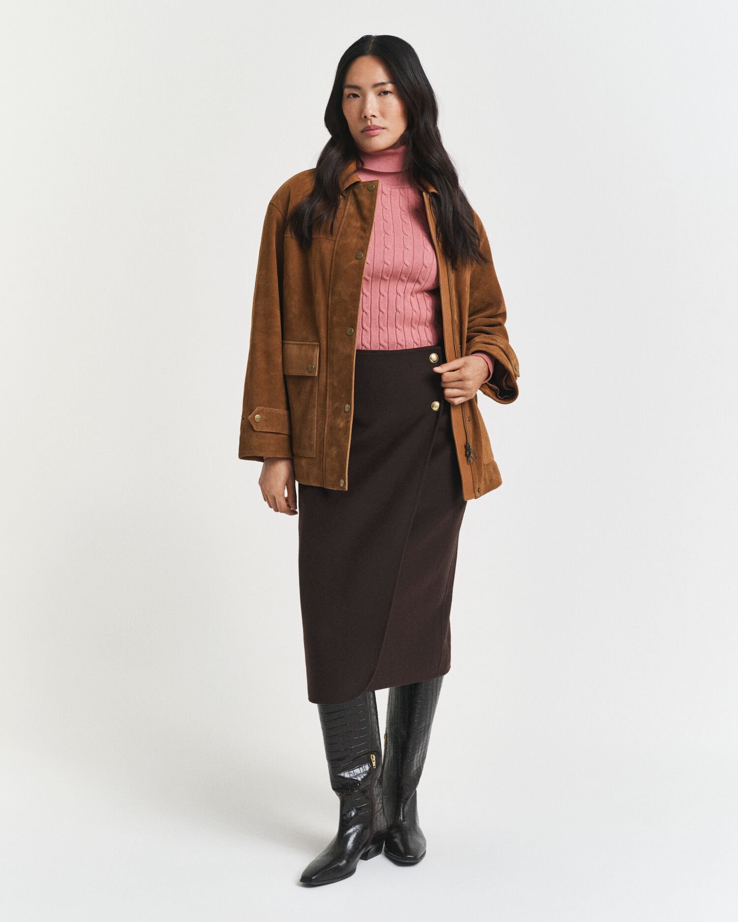 Kabelstickad polotröja i bomullsstretch