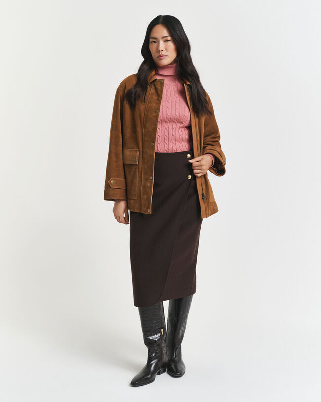 Kabelstickad polotröja i bomullsstretch