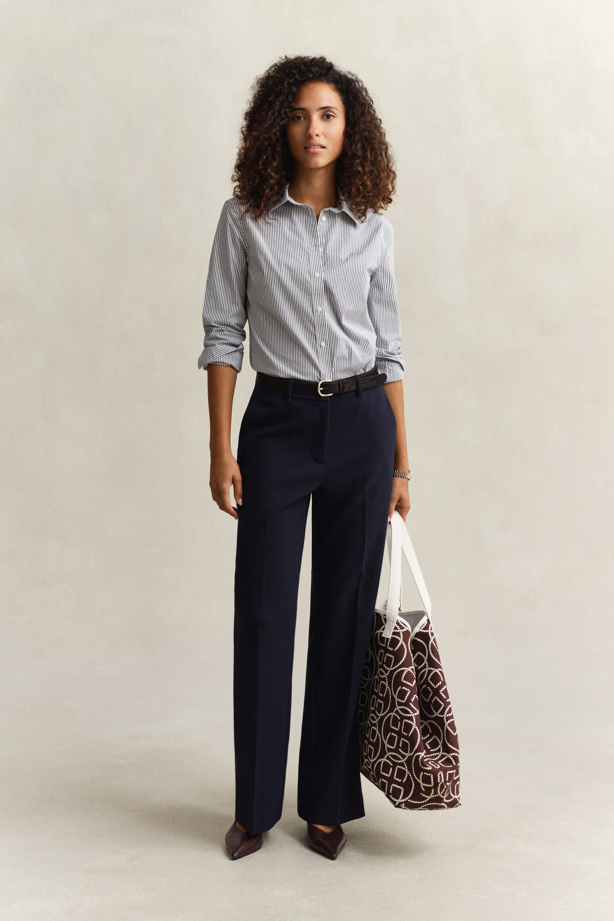 Slim fit randig poplinskjorta