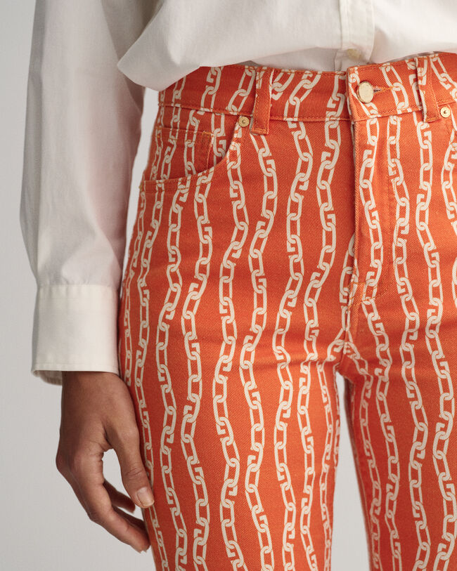 Cropped Chain Print jeans