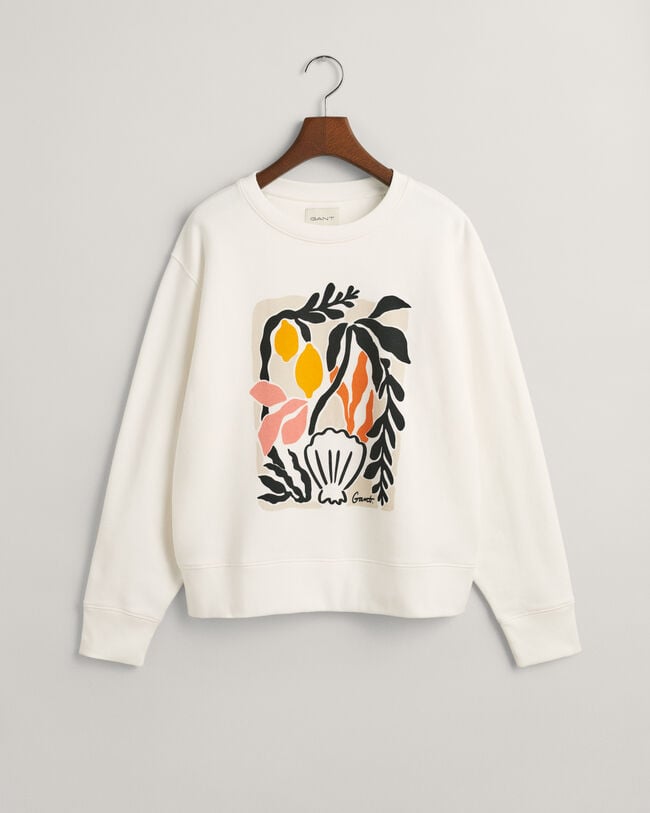 Palm Print Crew Neck Sweatshirt