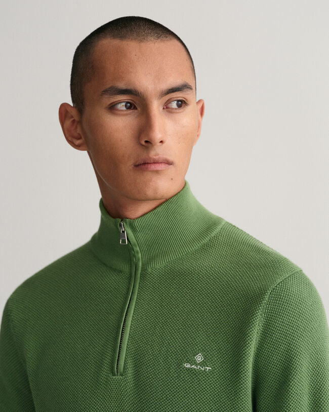 Half-zip tr&ouml;ja i bomullspik&eacute;