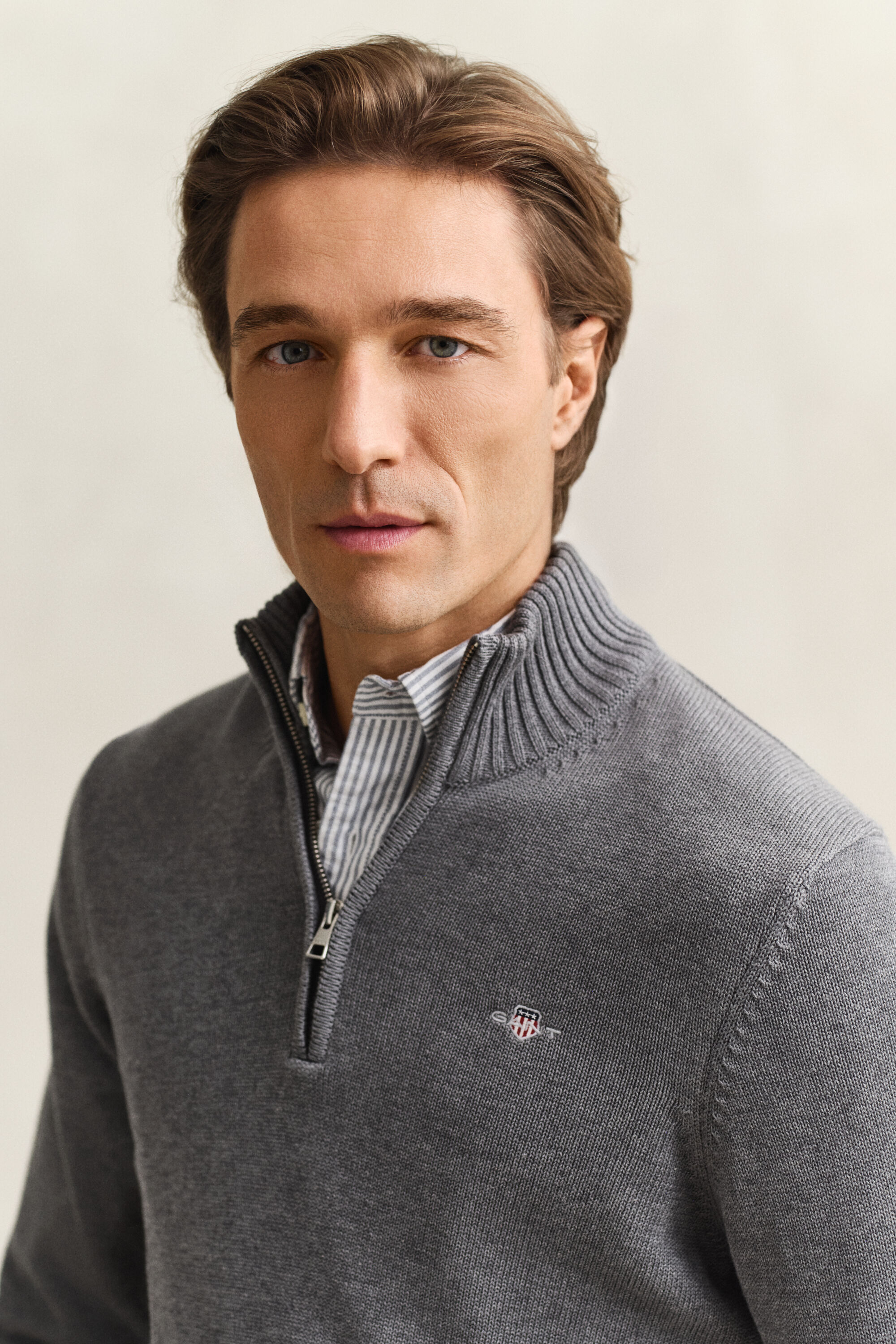 Casual Cotton tröja med dragkedja vid halsöppningen