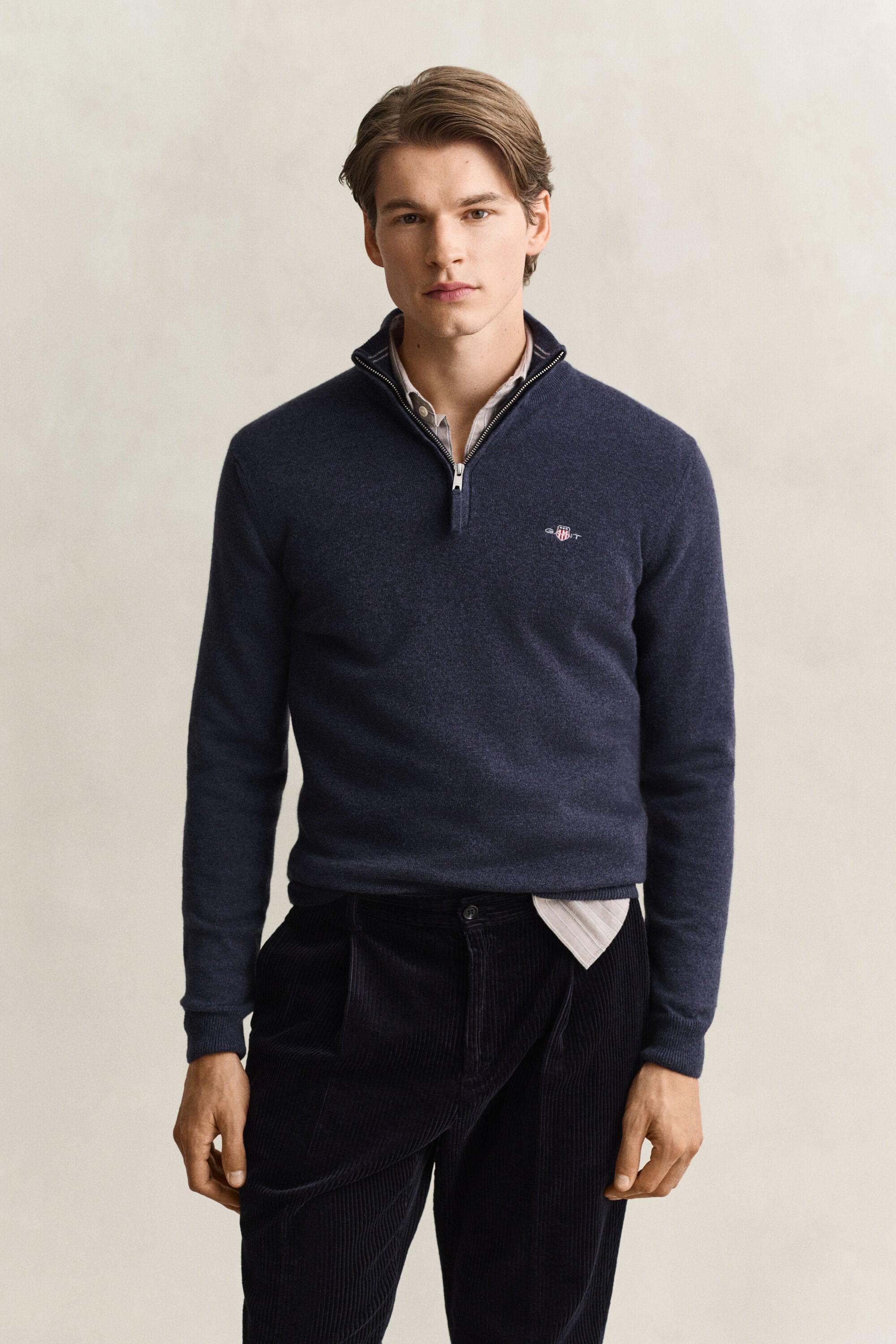 Tröja i lammull med half-zip