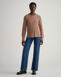 Kabelstickad crew neck tr&ouml;ja