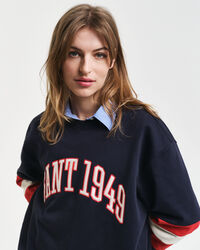 Rundhalsad sweatshirt med f&auml;rgblock