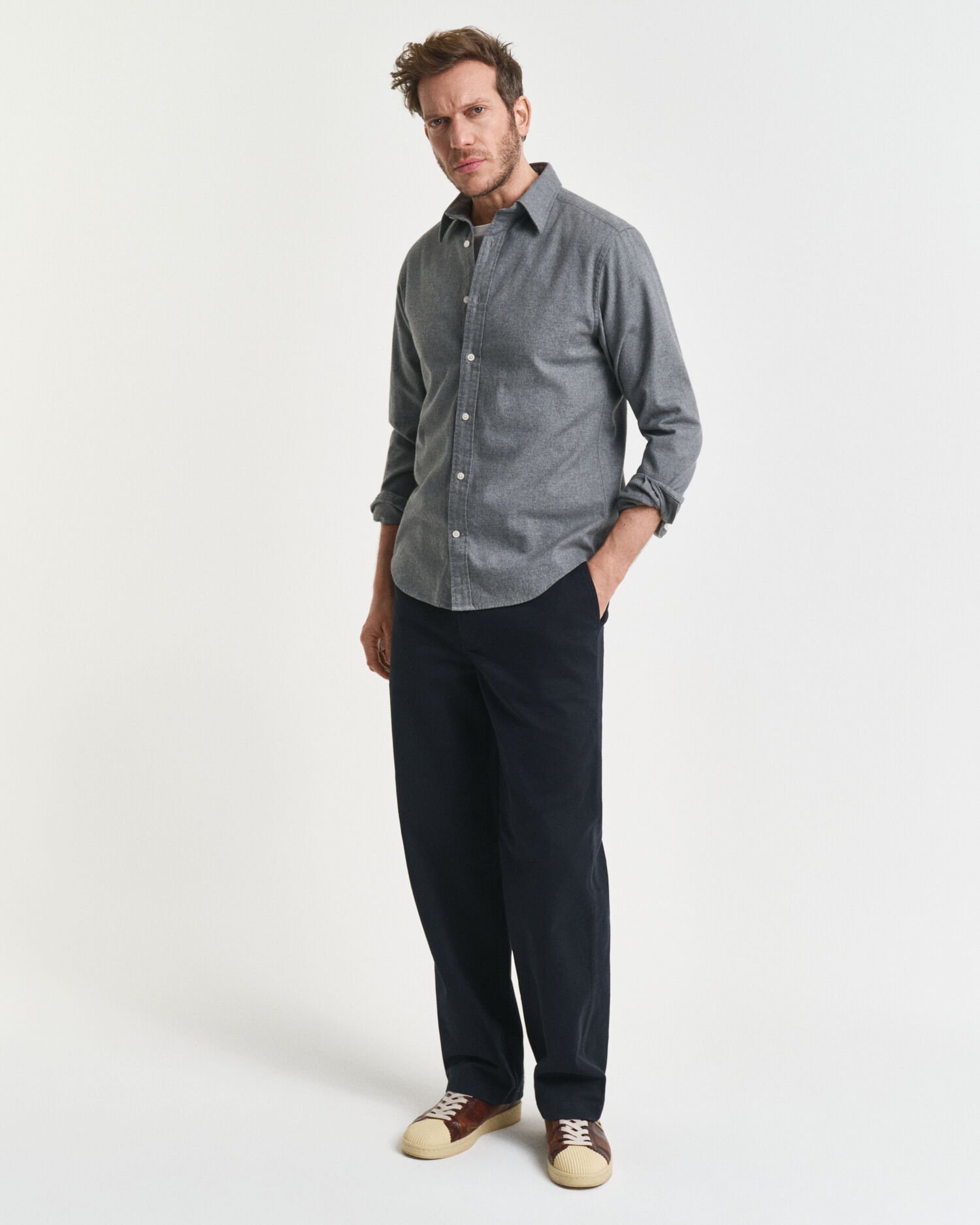 Regular fit melerad flanellskjorta