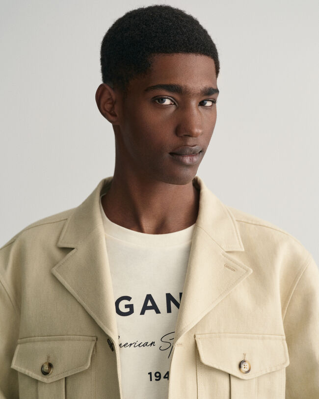 Relaxed fit kostymjacka i bomull och linne