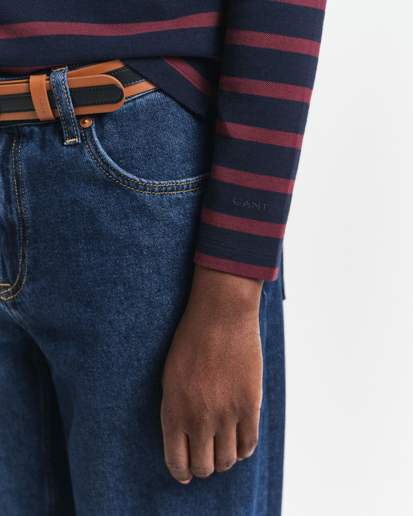 Långärmad pikétröja med marina ränder