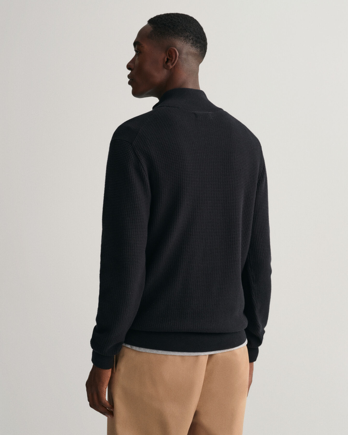 Half-zip bomullstr&ouml;ja med struktur