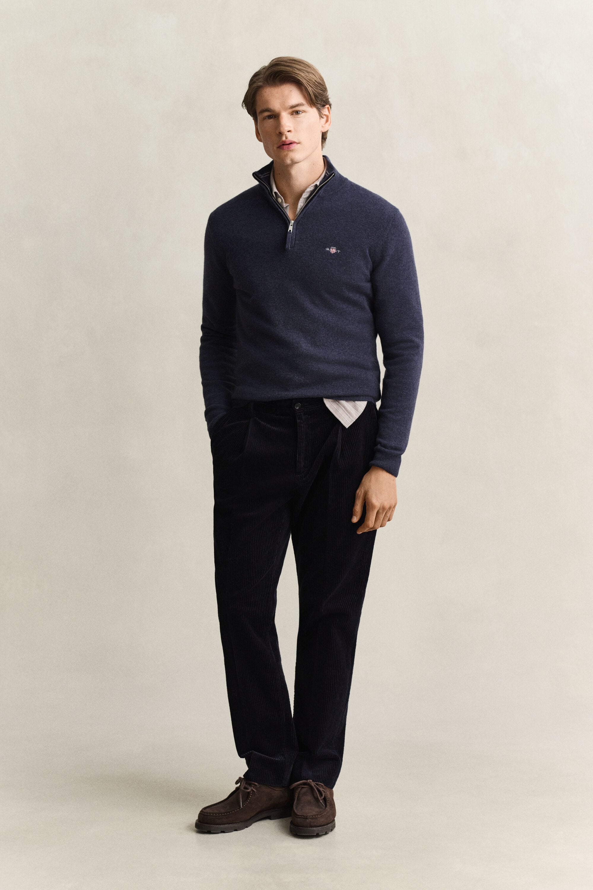Tröja i lammull med half-zip