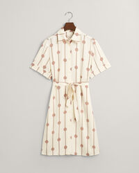 Mönstrad, kortärmad skjortklänning