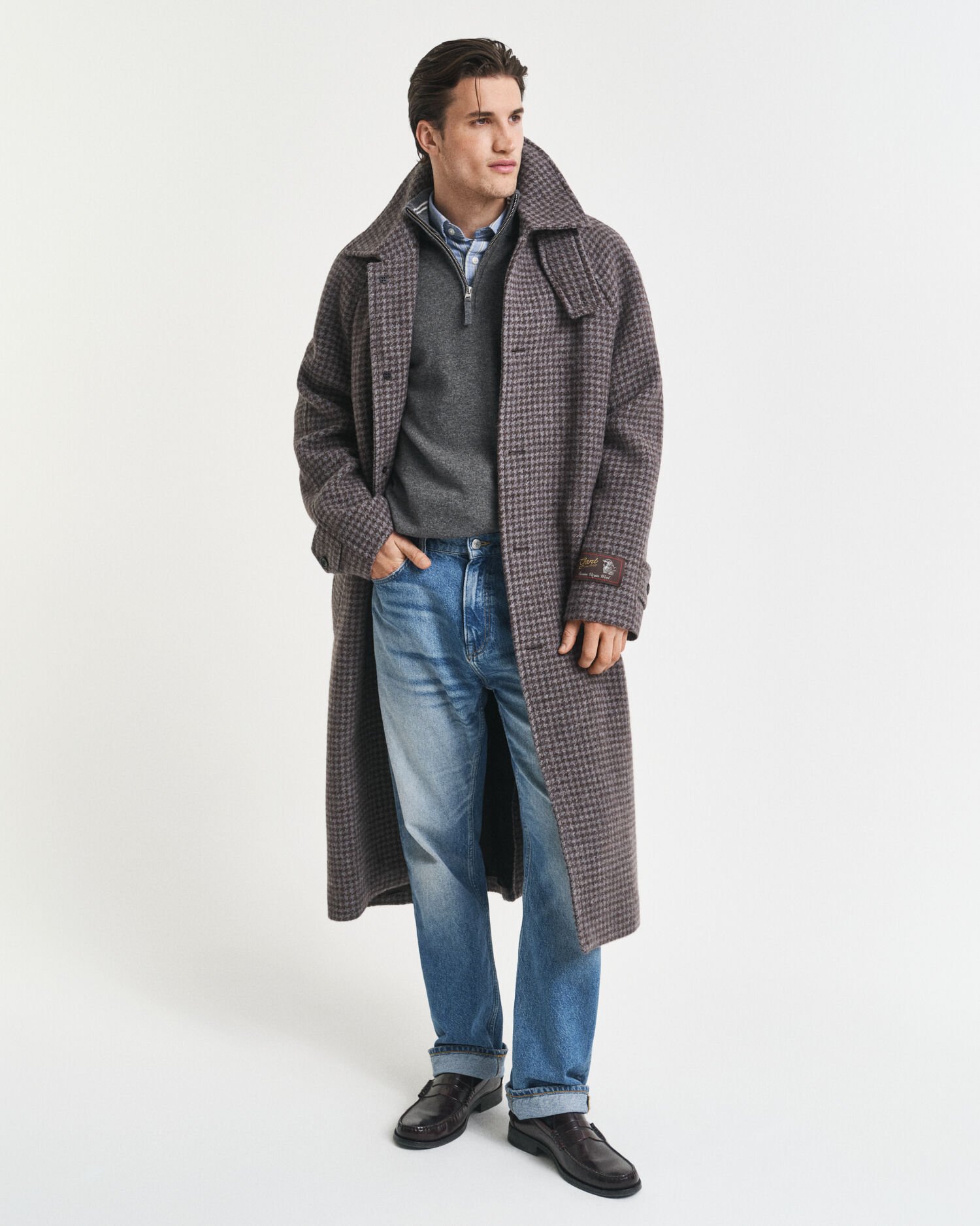 Tröja i superfin lammull med half-zip