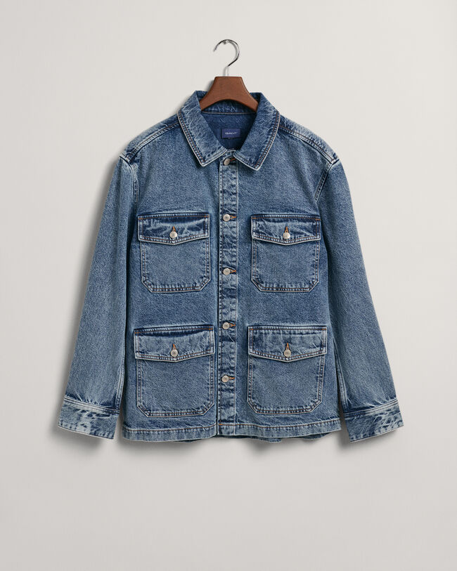 Garment-Dyed skjortjacka i denim