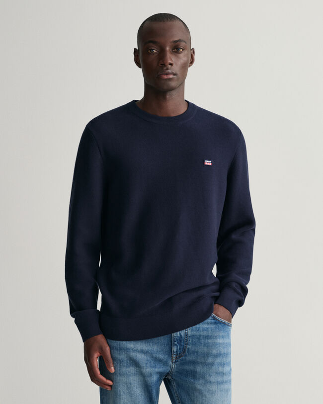 Tunnstickad crew neck tröja