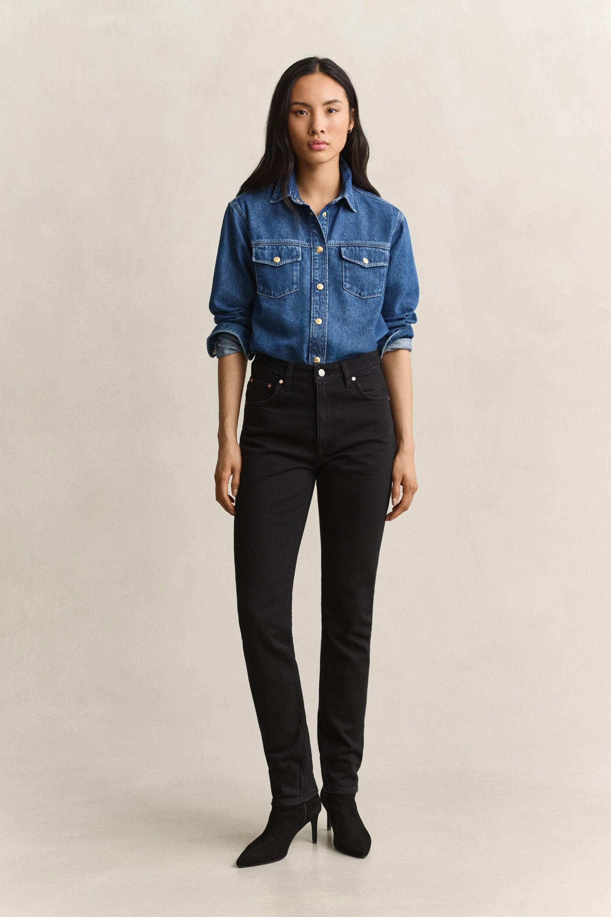 Slim fit jeans med hög midja