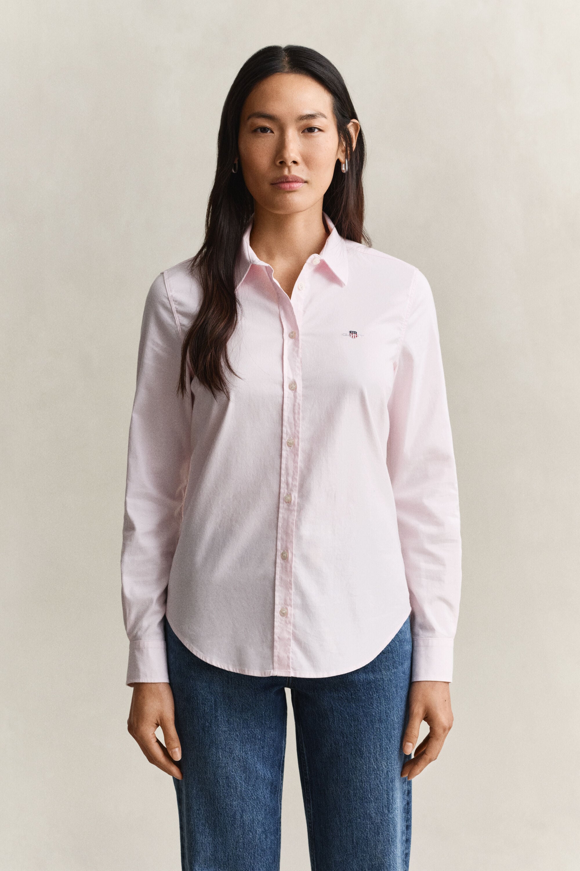 Klassisk slim fit oxfordskjorta med stretch