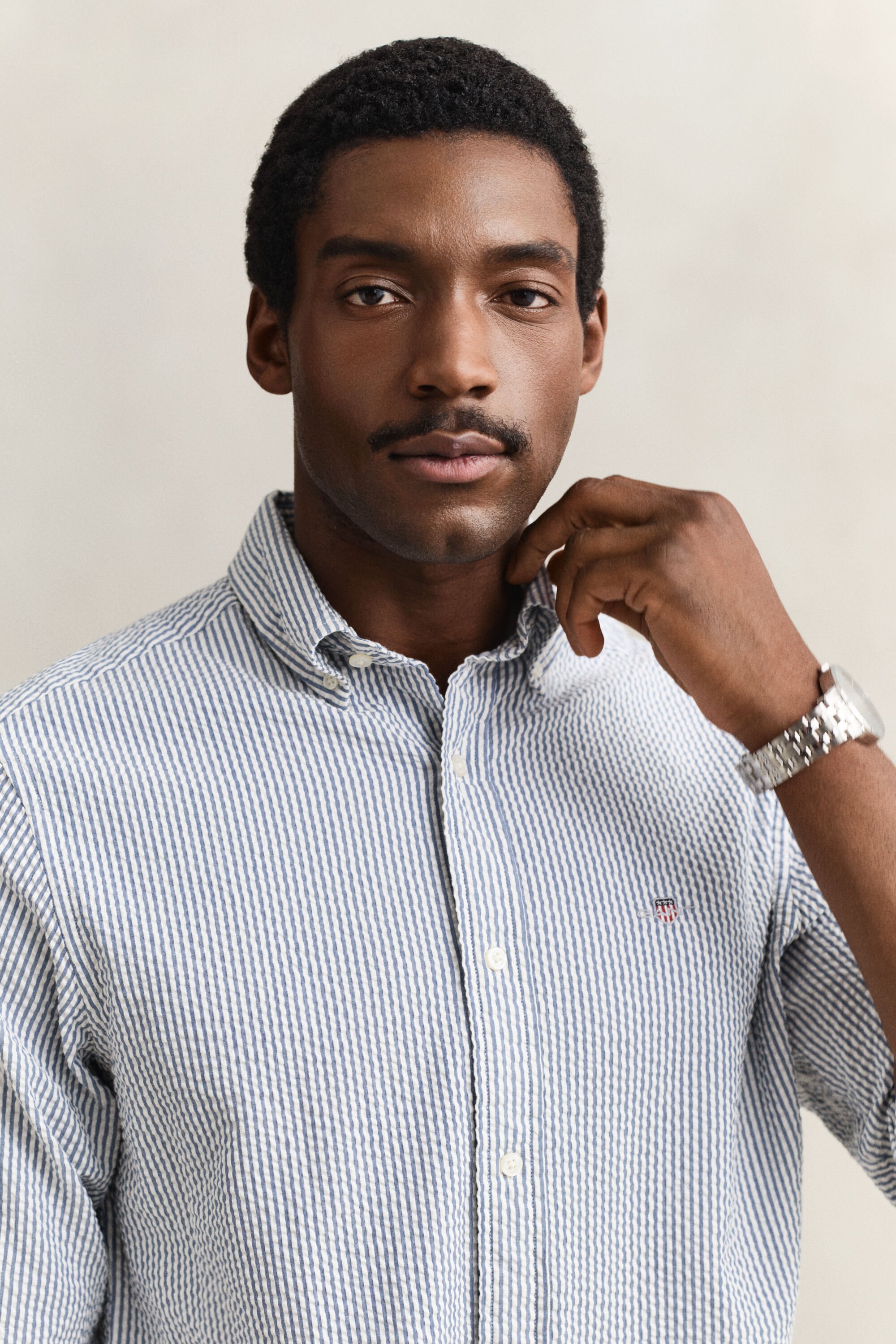 Regular fit randig skjorta i bäckebölja