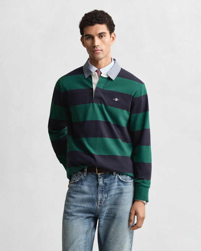 Randig Heavy Rugger med chambraykrage