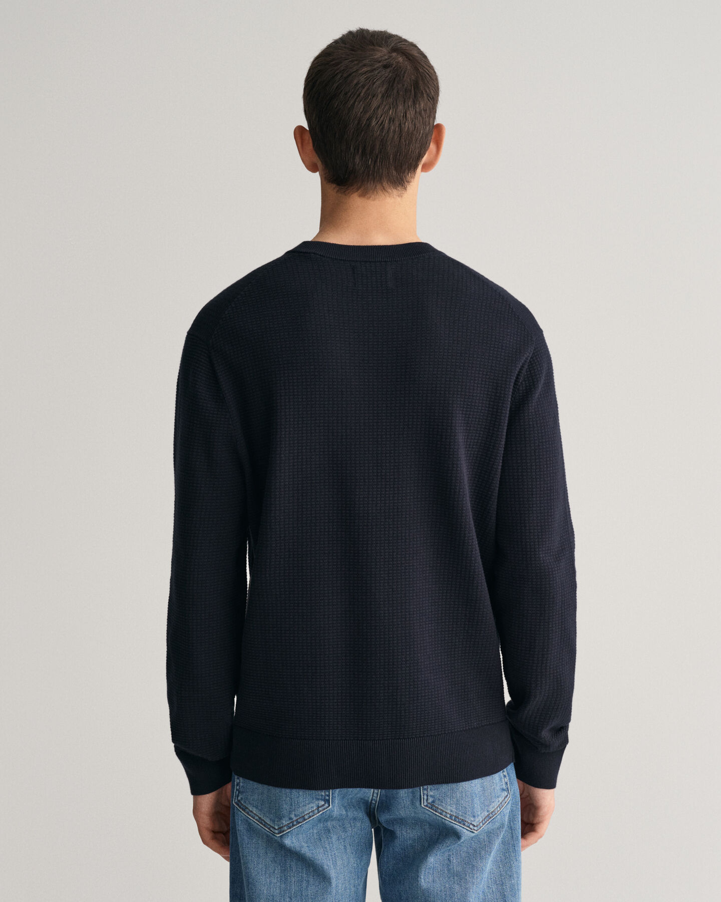 Textured Cotton Crew Neck Sweater