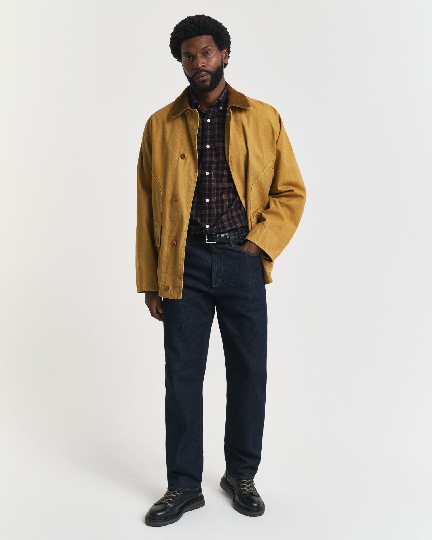 Regular fit rutig manchesterskjorta