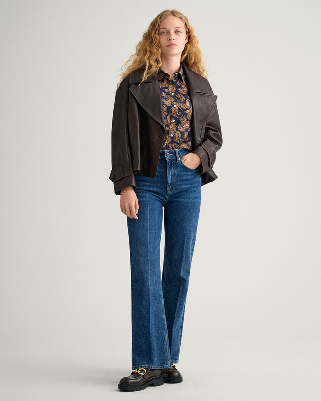 Regular fit paisleyskjorta i bomullsvoile