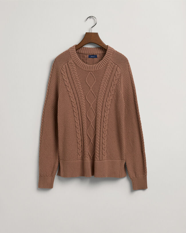 Kabelstickad crew neck tr&ouml;ja