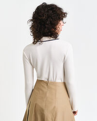 Långärmad ribbstickad pikétröja