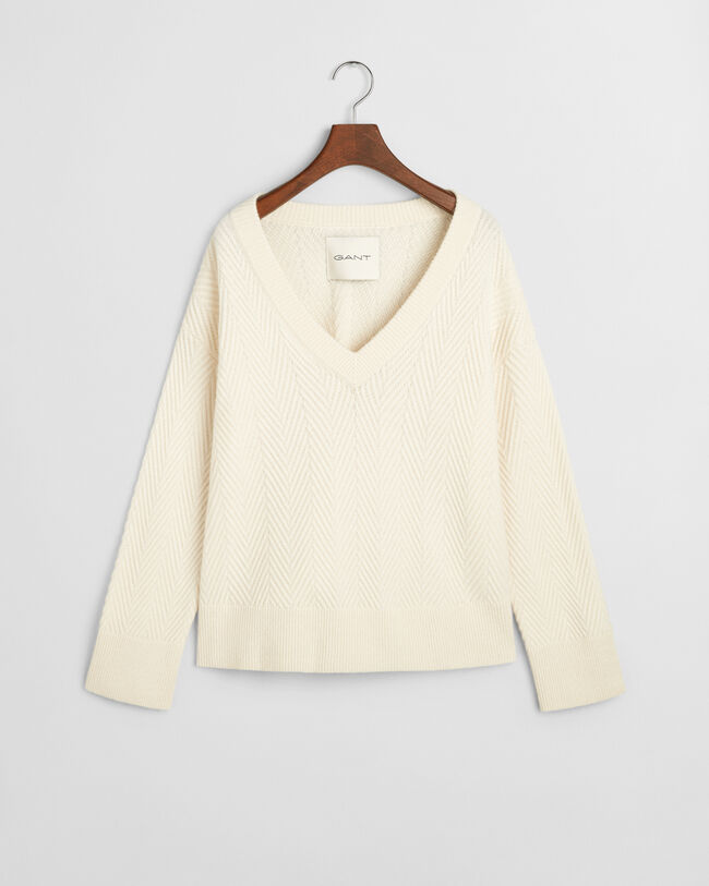 V-ringad tr&ouml;ja med fiskbensm&ouml;nster