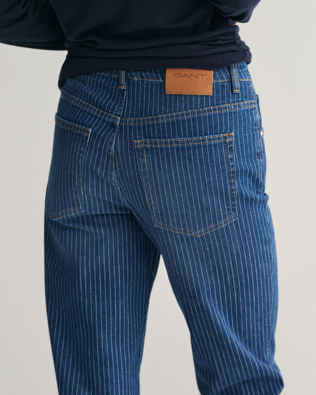 Randiga cropped jeans med raka ben