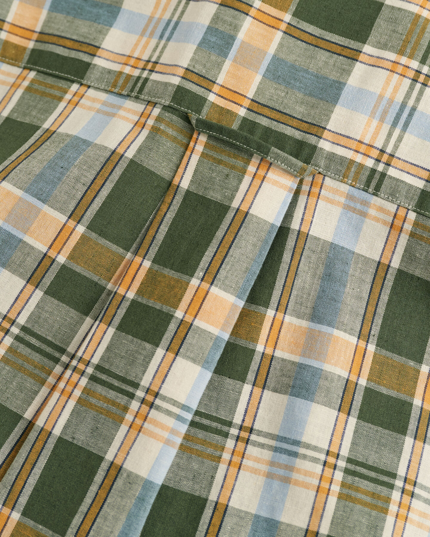 Regular fit rutig kort&auml;rmad skjorta i bomull och linne