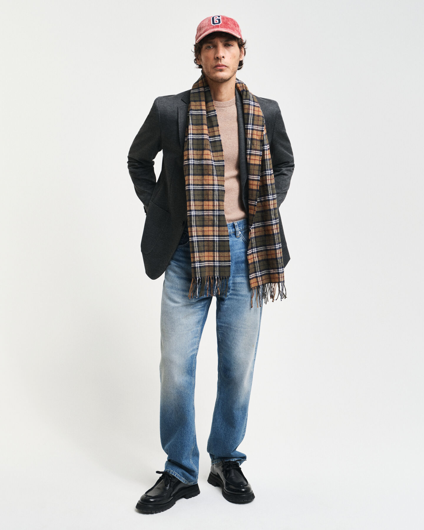 Kavaj i tv&aring;f&auml;rgad jerseytwill