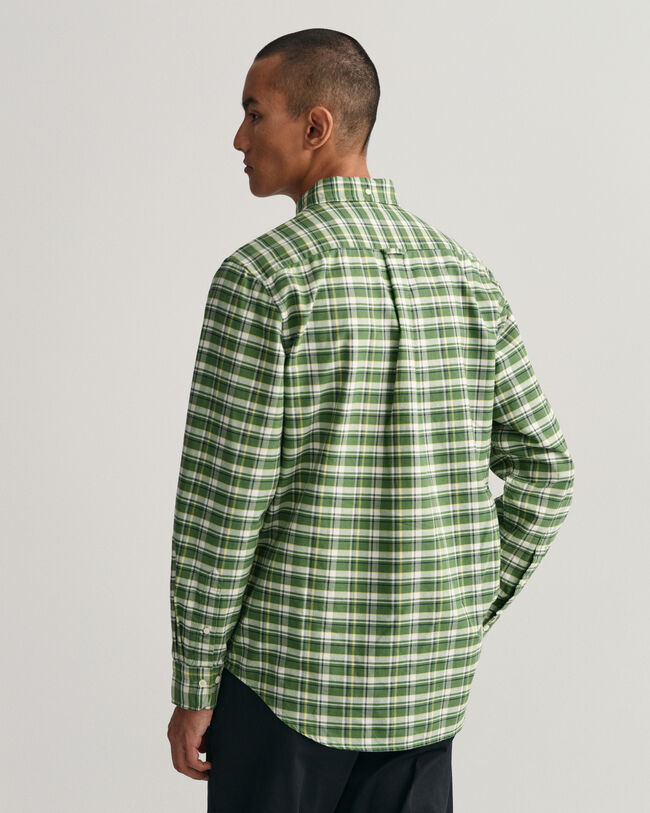 Regular fit rutig oxfordskjorta