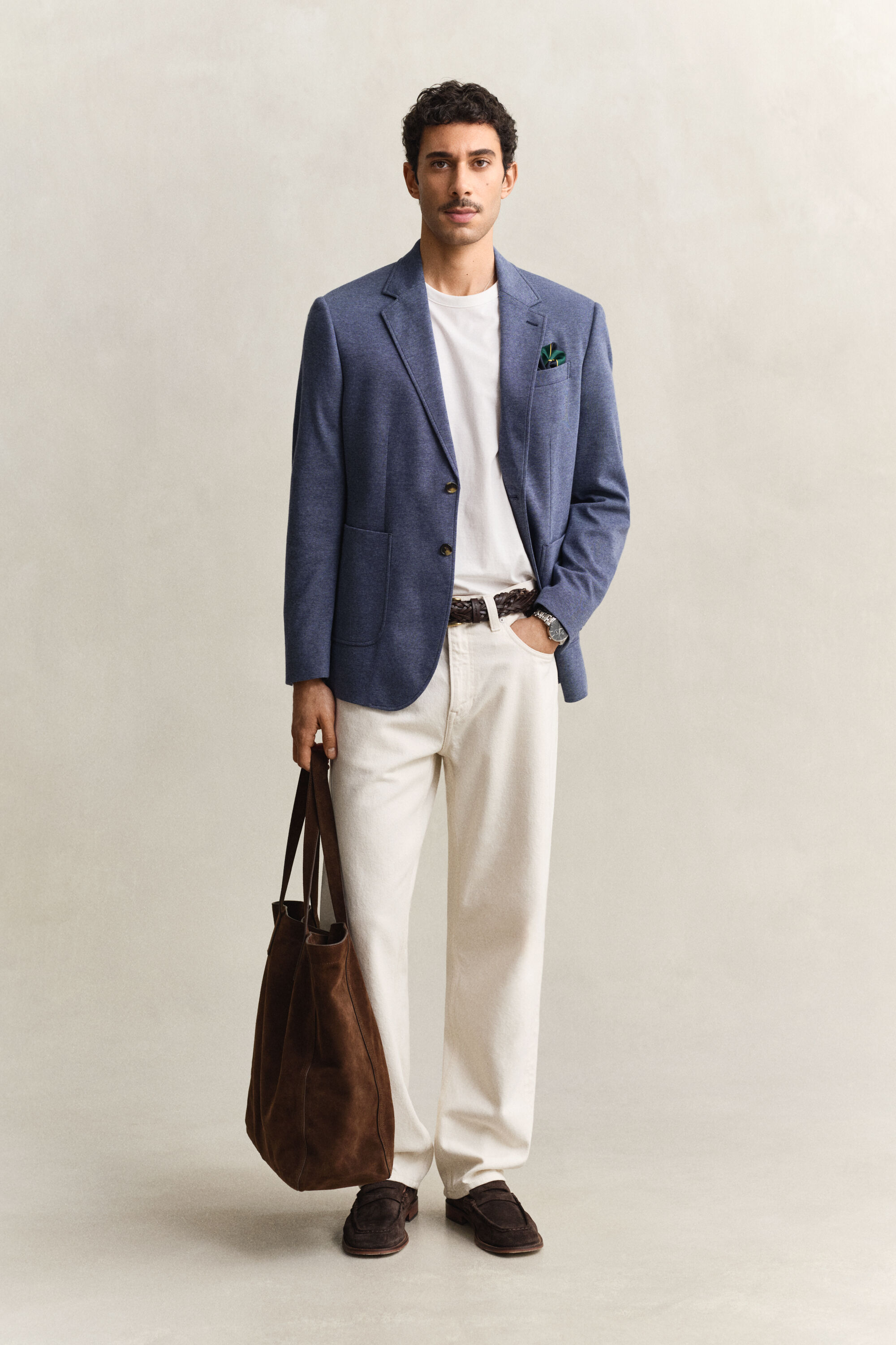 Tvåfärgad kavaj i jerseypiké