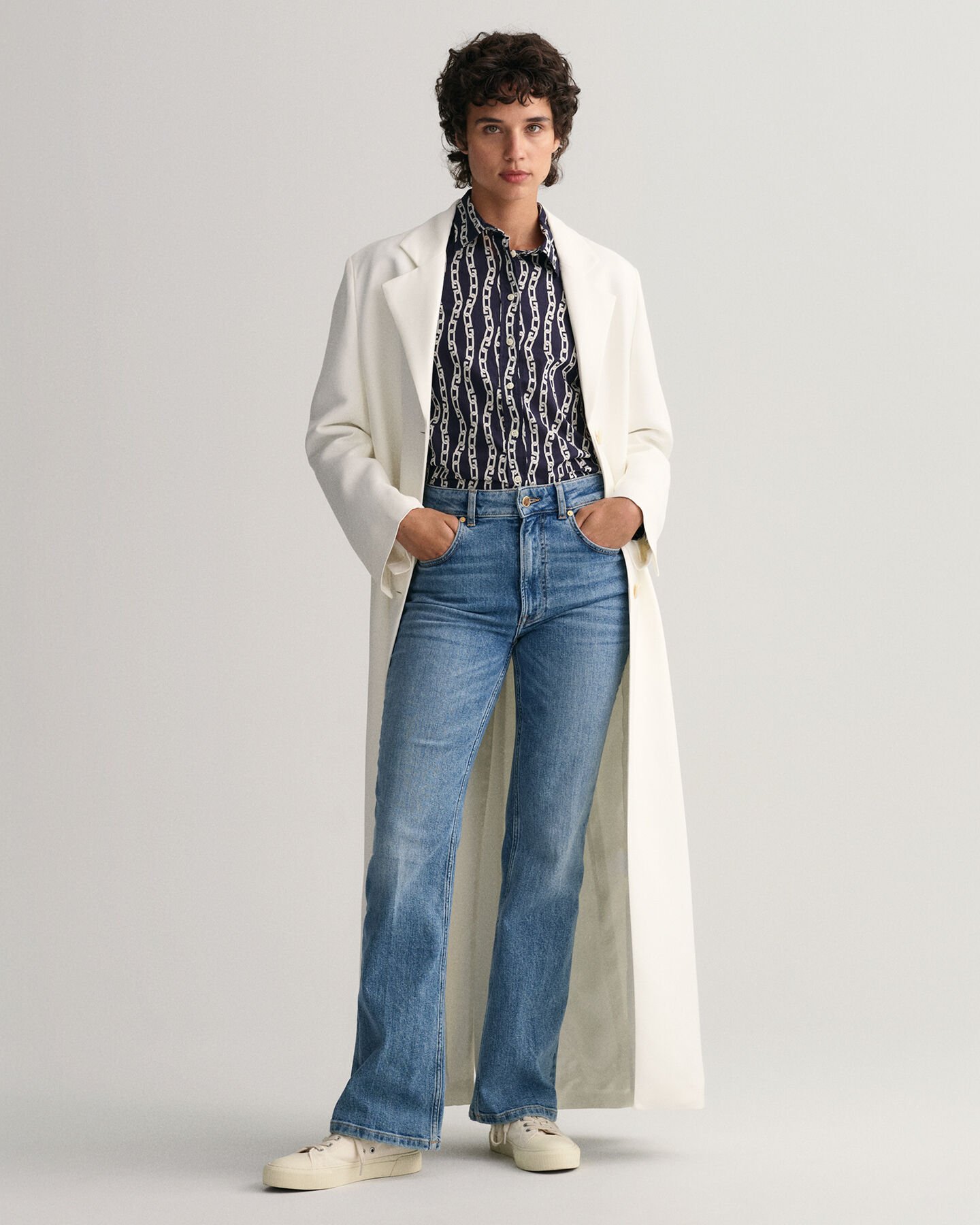 Regular fit Chain Print skjorta i bomullsvoile