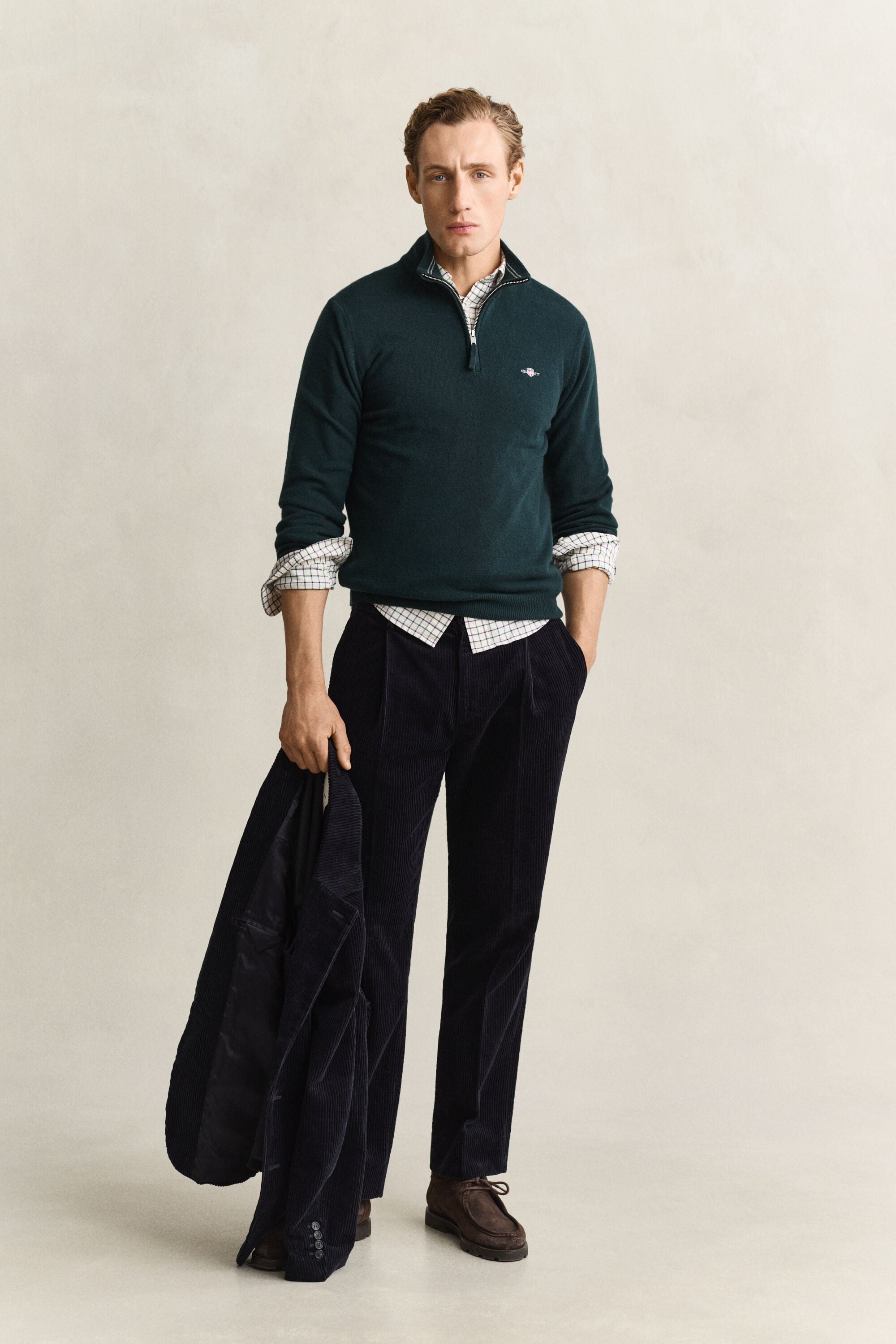 Tröja i lammull med half-zip