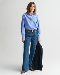 Regular fit klassisk randig poplinskjorta