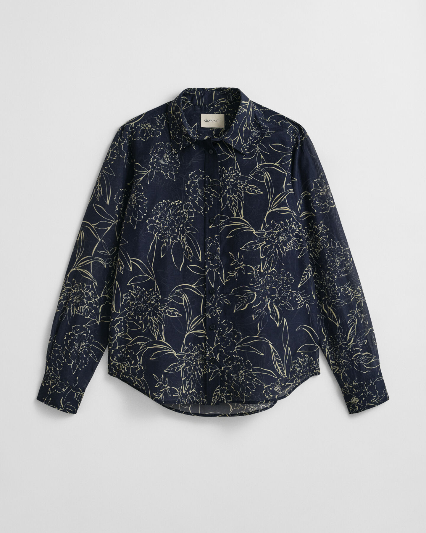 Regular fit blommig blus i bomull och silke